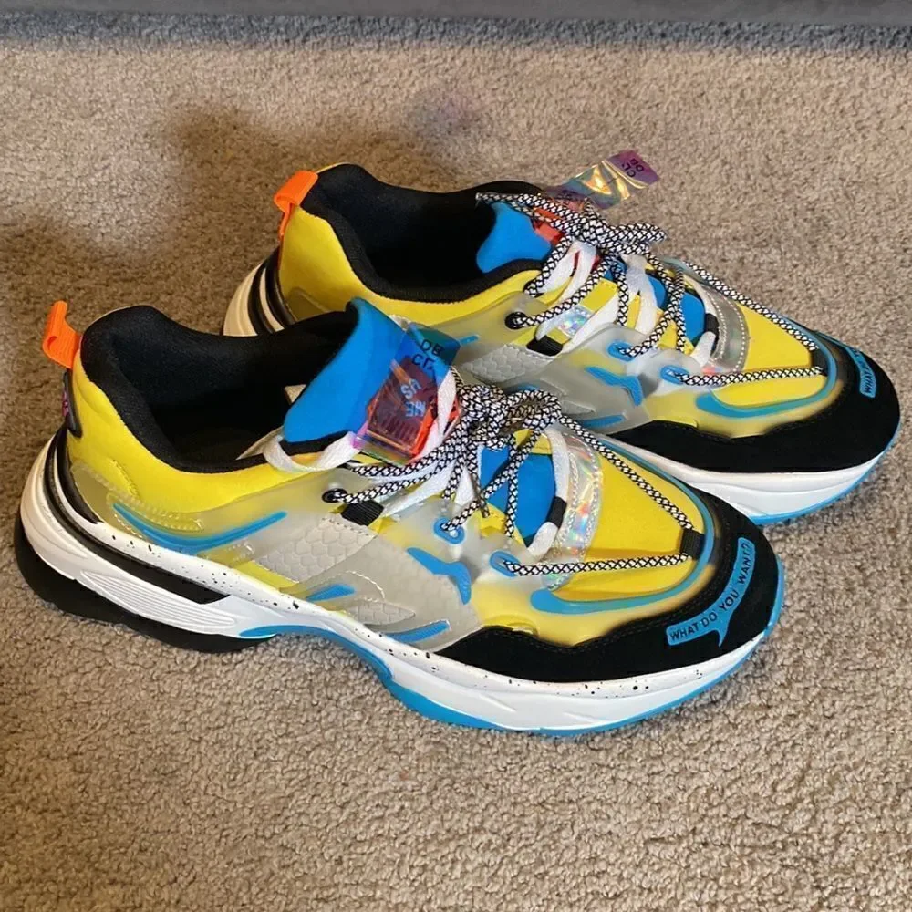 Men’s Fashion Sneakers Shoes Blue & Yellow Size 11 NEW